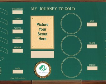 Journey to Gold Award Plaque Deluxe - Summit, Gold Award Ceremony Gift, Girl Scout Patch Plaque, Scout Gift, Scout Brag Plaque
