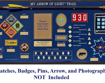 DELUXE Arrow of Light Trail Plaque, Arrow Mounting Plaque, Cub Scout Trail, Cub Scout Patch & Pins Plaque, Patch Display Plaque, Scout Patch