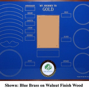 Journey to Gold Plaque for Bridge Patches, Gold Award Ceremony Gift Girl Scout Patch Plaque - Scout Gift Scout Brag Plaque image 4