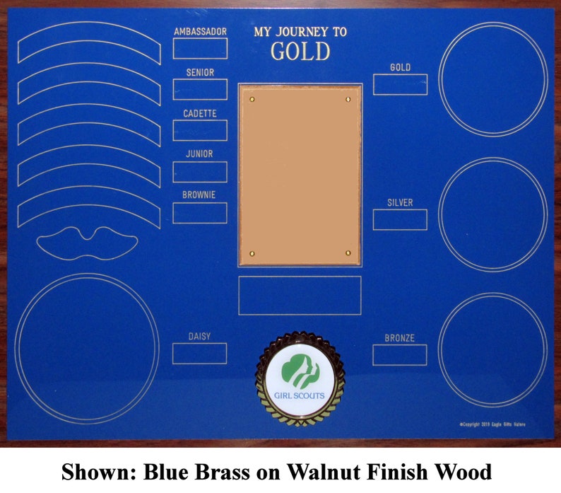 Journey to Gold Plaque for Bridge Patches, Gold Award Ceremony Gift Girl Scout Patch Plaque - Scout Gift Scout Brag Plaque image 4