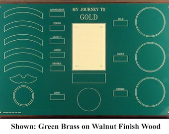 Journey to Gold Plaque for Bridge Patches, Gold Award Ceremony Gift Girl Scout Patch Plaque - Scout Gift Scout Brag Plaque