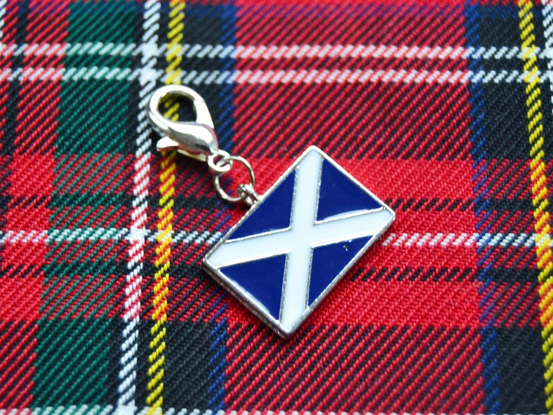 Scottish Saltire Flag Stitch Marker With Lobster Claw Clasp Etsy