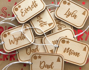 Custom Christmas Tag, Stocking tag, Present, Gift, Name, Bag Tag, Wooden, Wood, Laser, Engraved, Holiday, Reusable