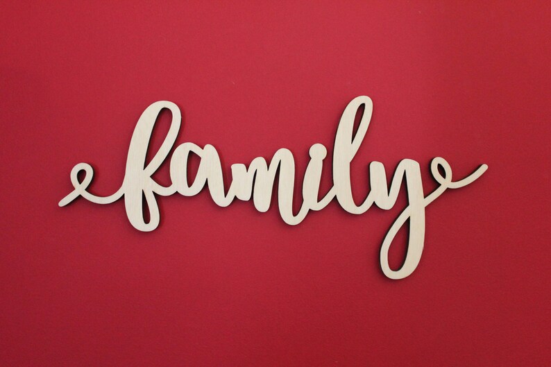 Family Wood Sign Cursive Script Wall Decor Home Decor Etsy