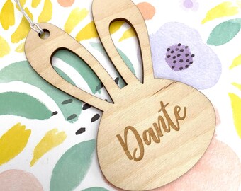 Easter Basket Tag, Easter Bunny, Wooden Ornament, Name Tag, wooden Easter bunny, Personalized, Easter Name Tag, Bunny Tag, Easter Basket