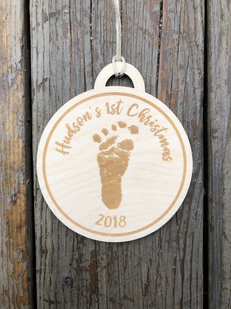 Handprint Ornament Footprint Custom Wooden Ornament Etsy