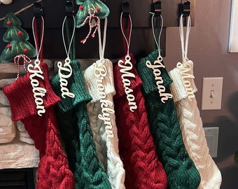 Wood stocking name tag, Personalized stocking name tag, Christmas stocking tag, Wooden Stocking cut out name, Christmas Stocking name