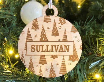 Custom Christmas Ornament, Wooden Stocking Tag, Present Tag, Wooden ornament, Reusable wooden tag, Personalized ornament