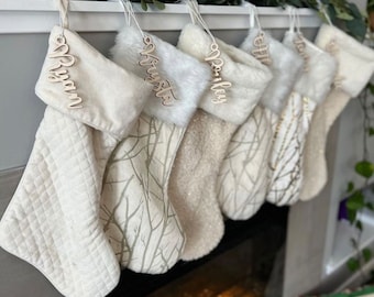 Wood stocking name tag, Personalized stocking name tag, Christmas stocking tag, Wooden Stocking cut out name, Christmas Stocking name