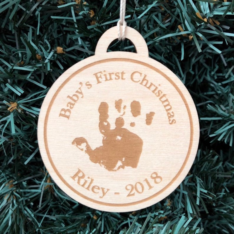Handprint Ornament Footprint Custom Wooden Ornament Etsy