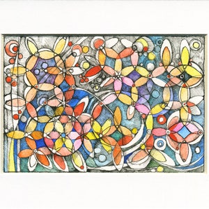 Blumen Tanz II Aquarellmalerei Original Unikat,handmade art,,Regenbogen,Wiese, Komposition