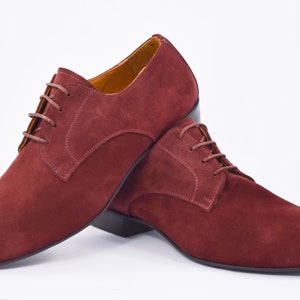 Mens argentine tango dance shoes in burgundy or black suede leather