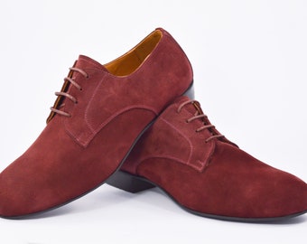 Chaussures de danse tango argentin homme en daim bordeaux ou noir