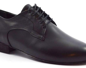 Chaussures de danse tango argentin pour hommes en cuir noir