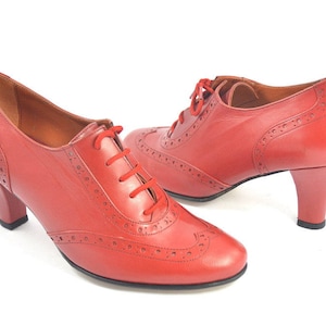 Argentijnse tangodansschoenen voor dames, Oxford-stijl, van zacht rood leer