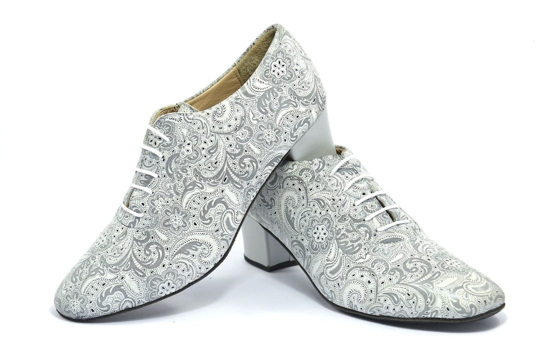 Elegant Women Oxford Dance Shoes ,in Soft Grey Suede Leather and Grey