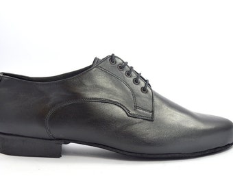 Scarpe da ballo da tango argentino da uomo in pelle nera