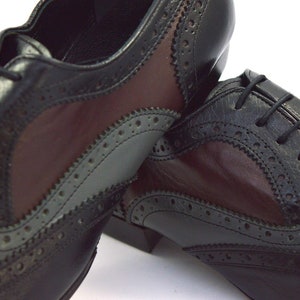 Chaussures de tango Imagine Men, richelieu classique, modèle à bout ailé, style richelieu en cuir noir bordeaux et gris image 5