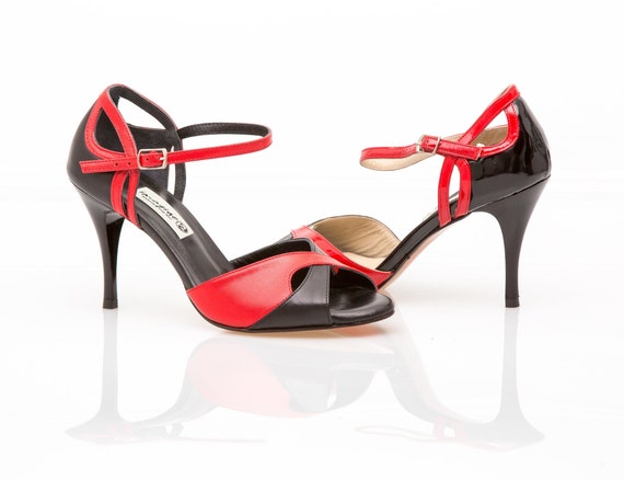 Zapatos tango para mujer peep toe en piel suave negra - Etsy