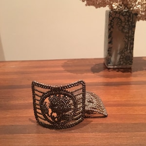 Antique French Victorian Cut Steel Beaded Shoe Clips - Pair