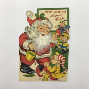 Original Vintage größter Weihnachten Karte - Frohe Weihnachten Mama und Papa