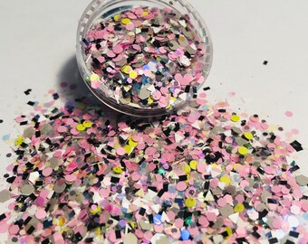 NEW! Pink and Gray Lime Custom Blended Glitter Mix