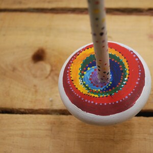 pride spiral drop spindle, handpainted and handcrafted