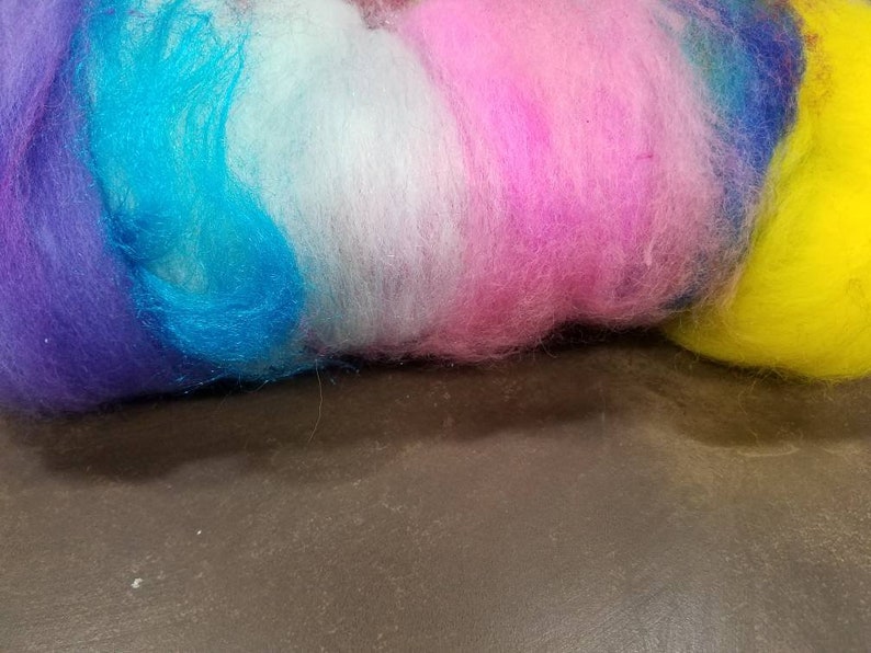 Art batt hand dyed merino, bfl, angora, silk, firestar, easter bunny colors wool, perfect for felting, spinning, image 4