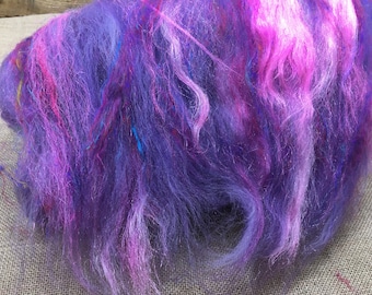 Purple Rain - Handmade art batt - super soft hand dyed targhee wool, hand dyed firestar shimmer fiber
