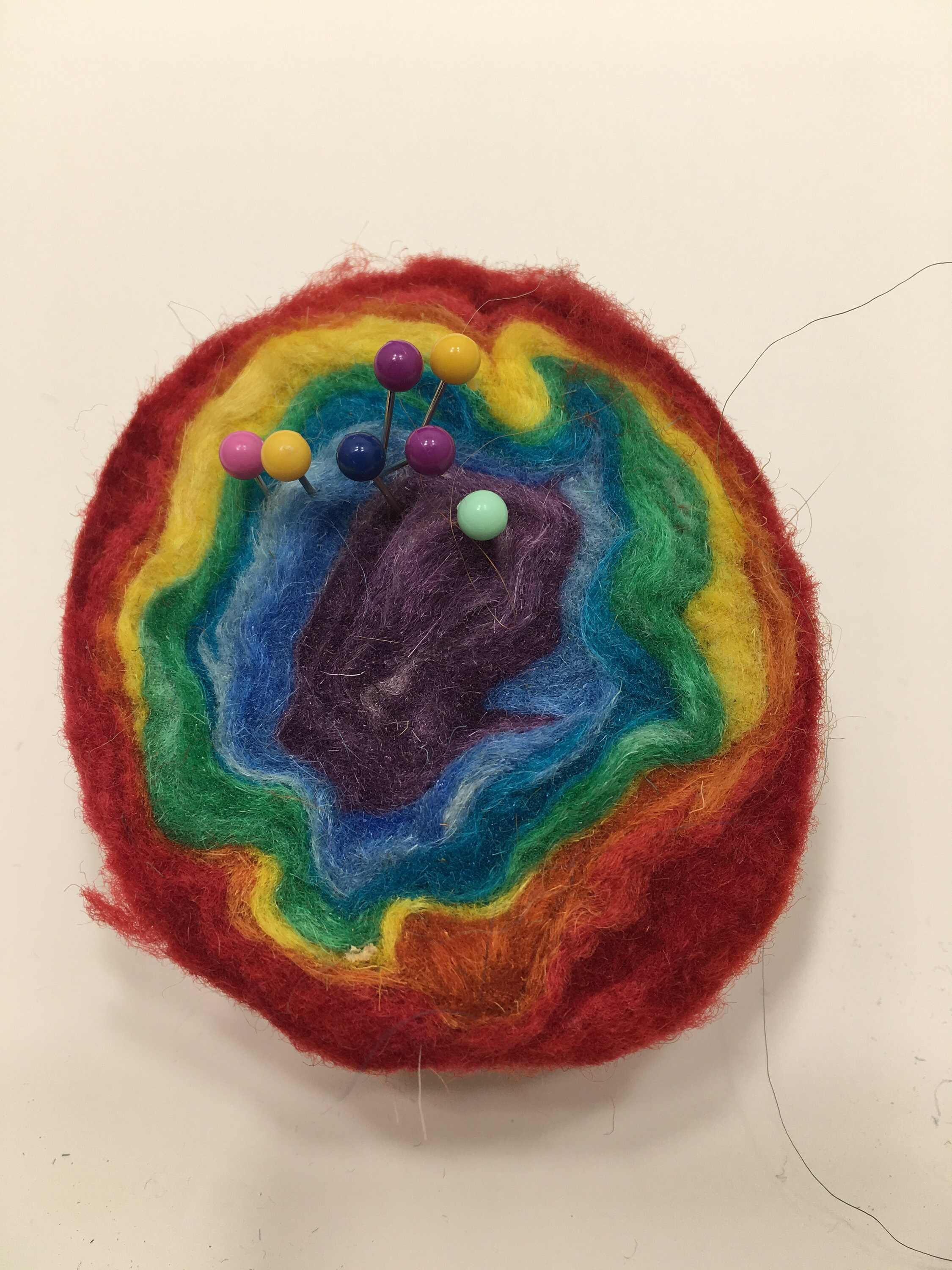 Rainbow hand felted pincushion felted wool rainbow Etsy