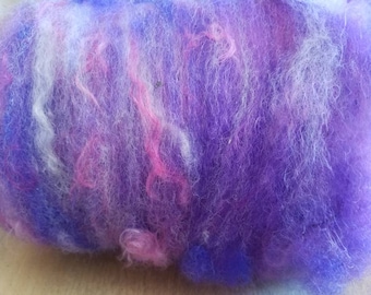 Art batt - hand dyed merino, bfl,  mohair,  perfect for felting, spinning,