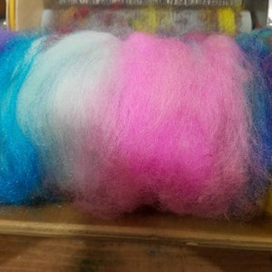 Art batt hand dyed merino, bfl, angora, silk, firestar, easter bunny colors wool, perfect for felting, spinning, image 1