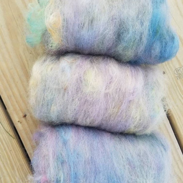 Art batt - hand dyed Alpaca,   perfect for felting, spinning, English garden