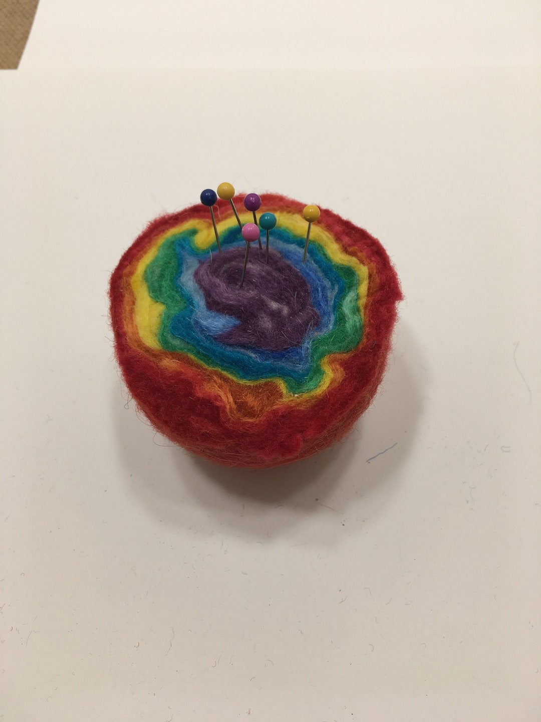 Rainbow Hand Felted Pincushion Felted Wool Rainbow Etsy