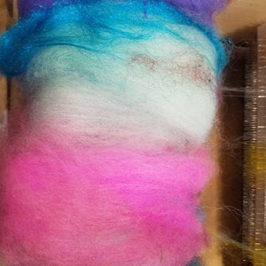 Art batt hand dyed merino, bfl, angora, silk, firestar, easter bunny colors wool, perfect for felting, spinning, image 6