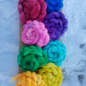 Hand-dyed falkland wool Roving for spinning or felting,
