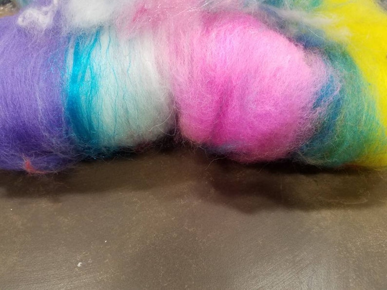 Art batt hand dyed merino, bfl, angora, silk, firestar, easter bunny colors wool, perfect for felting, spinning, image 5