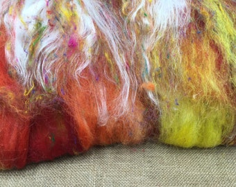 fire in the sky - art Batt- super soft wool, bamboo top, recycled sari silk