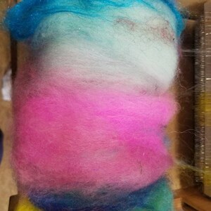 Art batt hand dyed merino, bfl, angora, silk, firestar, easter bunny colors wool, perfect for felting, spinning, image 2