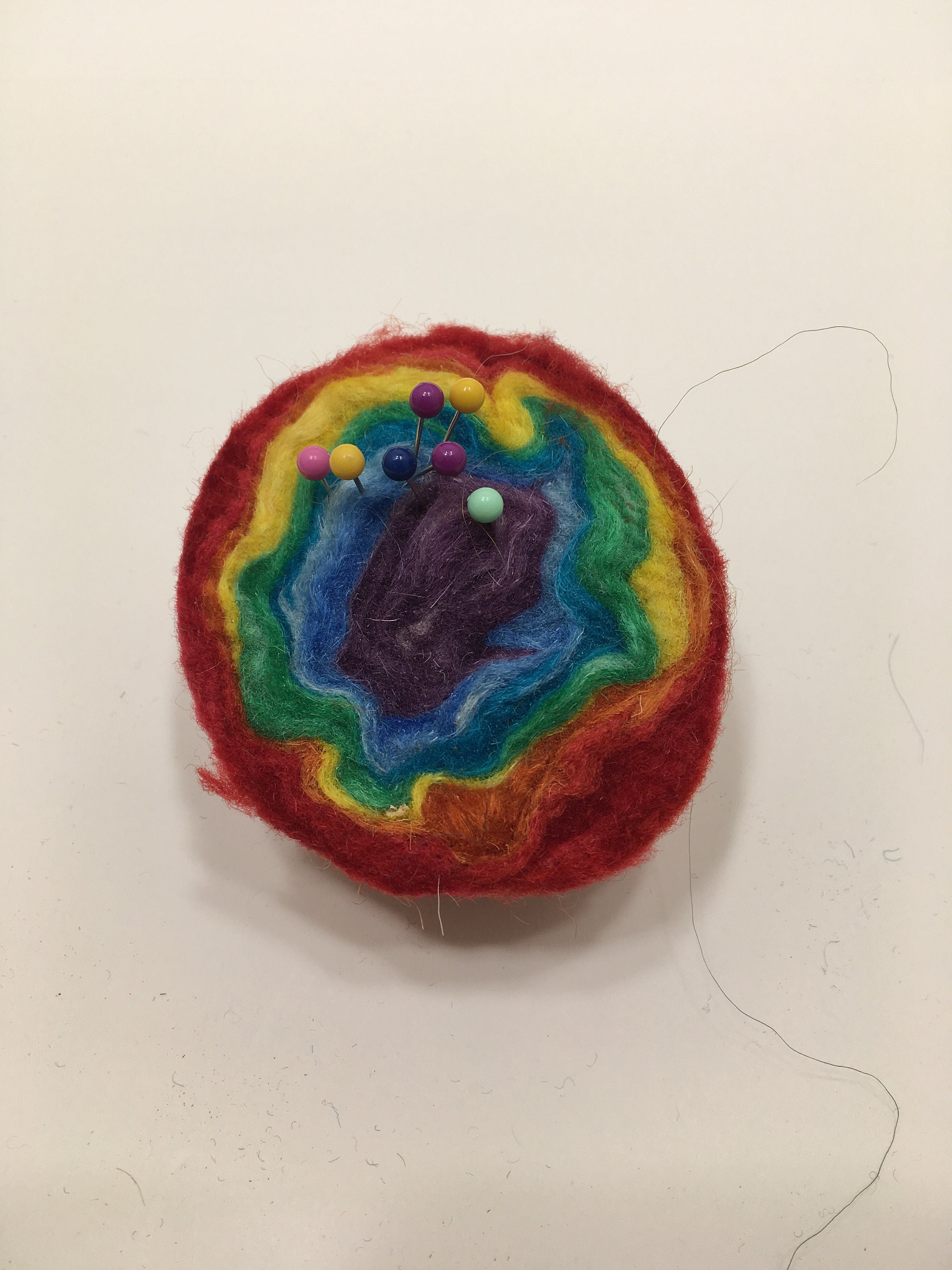 Rainbow Hand Felted Pincushion Felted Wool Rainbow Etsy