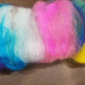 Art batt hand dyed merino, bfl, angora, silk, firestar, easter bunny colors wool, perfect for felting, spinning, image 3
