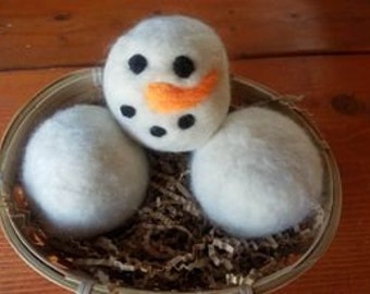 Fancy snowman gift set wool Dryer balls--set of 3