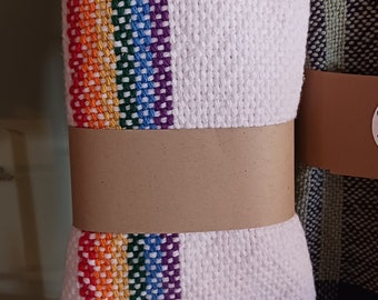 Handwoven cotton dishcloths, plain weave cotton dish towel, rainbow towel