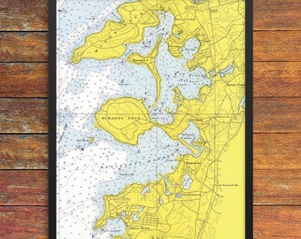 Cataumet, Megansett & Red Brook Harbor Nautical Chart 11 x 14 Print
