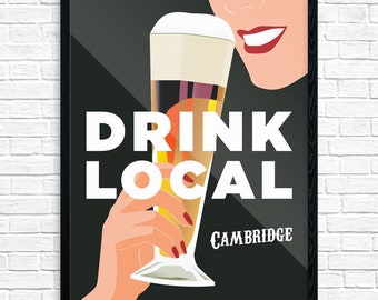 Drink Local Cambridge Tasty Beer Print