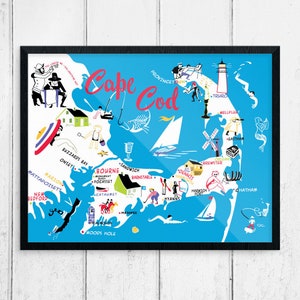 Impression de carte colorée de Cape Cod 50