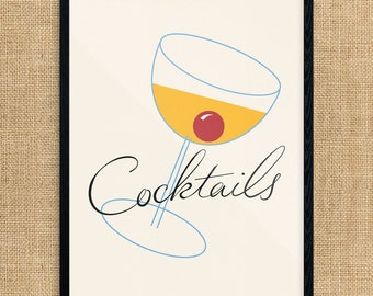 Vintage Manhattan Cocktails Print