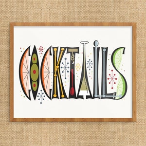 Cocktails Retro Print