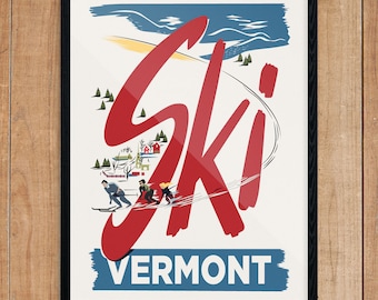 Ski Vermont Vintage Style Ski Poster