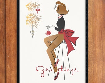 Christmas Greetings Woman Print